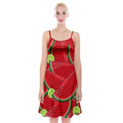 Watermelon Slices Spaghetti Strap Velvet Dress by Valentinaart