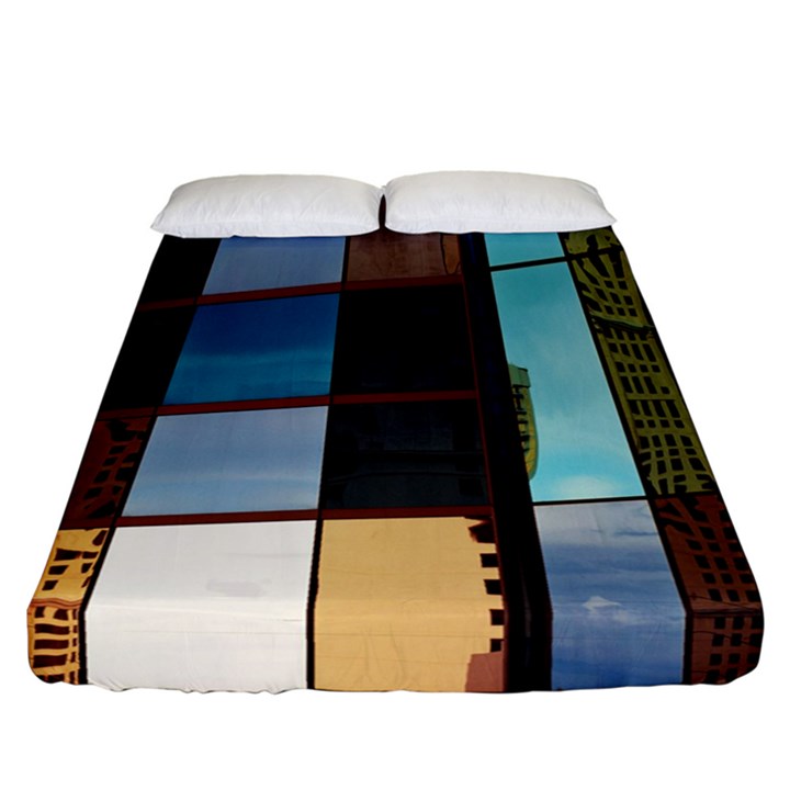 Glass Facade Colorful Architecture Fitted Sheet (California King Size)