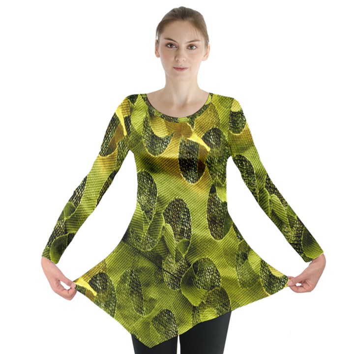 Olive Seamless Camouflage Pattern Long Sleeve Tunic 