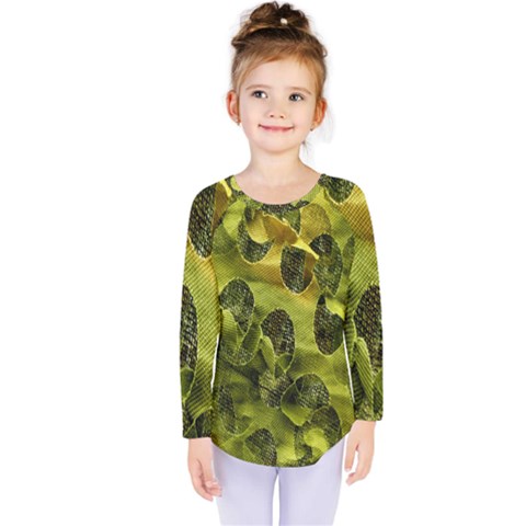 Olive Seamless Camouflage Pattern Kids  Long Sleeve Tee by Nexatart