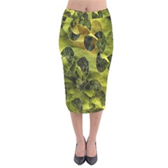 Olive Seamless Camouflage Pattern Velvet Midi Pencil Skirt by Nexatart