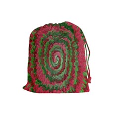 Red Green Swirl Twirl Colorful Drawstring Pouches (large)  by Nexatart