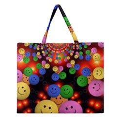 Smiley Laugh Funny Cheerful Zipper Large Tote Bag by Nexatart