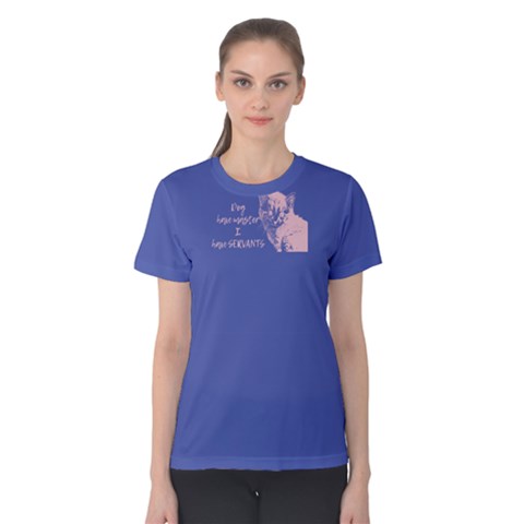 Purple Cats Have Servant  Women s Cotton Tee by FunnySaying