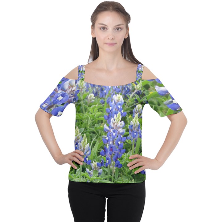 Blue Bonnets Women s Cutout Shoulder Tee