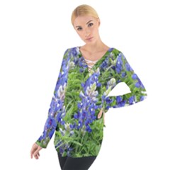 Blue Bonnets Women s Tie Up Tee by CreatedByMeVictoriaB