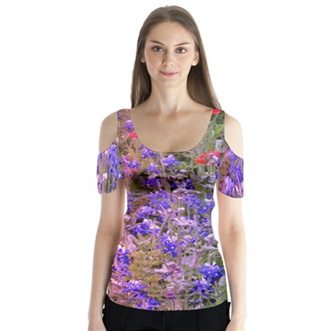 Spring Garden Butterfly Sleeve Cutout Tee  by CreatedByMeVictoriaB