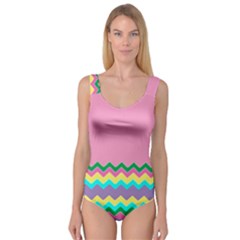 Easter Chevron Pattern Stripes Princess Tank Leotard  by Amaryn4rt