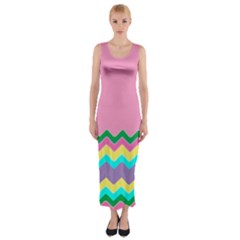 Easter Chevron Pattern Stripes Fitted Maxi Dress by Amaryn4rt