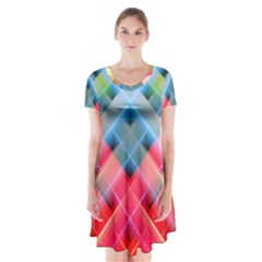 Graphics Colorful Colors Wallpaper Graphic Design Short Sleeve V-neck Flare Dress by Amaryn4rt