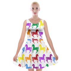 Colorful Horse Background Wallpaper Velvet Skater Dress by Amaryn4rt