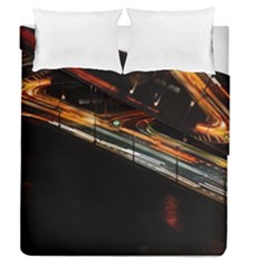 Highway Night Lighthouse Car Fast Duvet Cover Double Side (queen Size) by Amaryn4rt