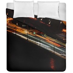 Highway Night Lighthouse Car Fast Duvet Cover Double Side (california King Size) by Amaryn4rt