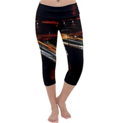 Highway Night Lighthouse Car Fast Capri Yoga Leggings by Amaryn4rt