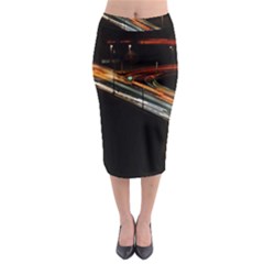 Highway Night Lighthouse Car Fast Midi Pencil Skirt by Amaryn4rt