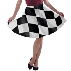 Flag Chess Corse Race Auto Road A-line Skater Skirt by Amaryn4rt