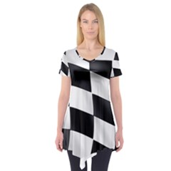 Flag Chess Corse Race Auto Road Short Sleeve Tunic  by Amaryn4rt