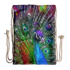 3d Peacock Pattern Drawstring Bag (large) by Amaryn4rt