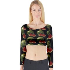 Black Watermelon Long Sleeve Crop Top by boho