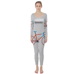 Bicycle Sports Drawing Minimalism Long Sleeve Catsuit by Simbadda