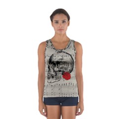 Skull And Rose  Women s Sport Tank Top  by Valentinaart