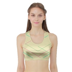 Abstract Yellow Geometric Line Pattern Sports Bra With Border by Simbadda