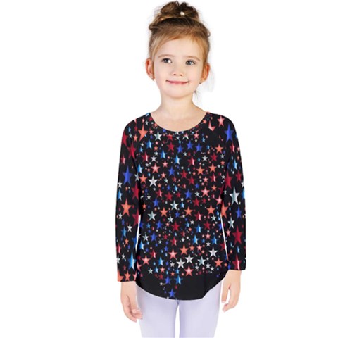 America Usa Map Stars Vector  Kids  Long Sleeve Tee by Simbadda