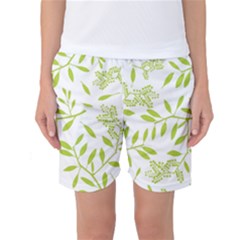 Leaves Pattern Seamless Women s Basketball Shorts by Simbadda