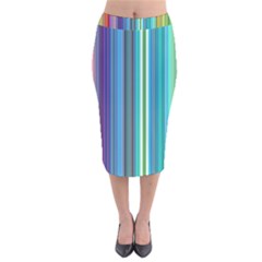 Color Stripes Velvet Midi Pencil Skirt by Simbadda