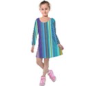 Color Stripes Kids  Long Sleeve Velvet Dress View1