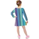 Color Stripes Kids  Long Sleeve Velvet Dress View2