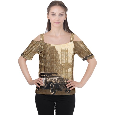 Vintage Old Car Women s Cutout Shoulder Tee by Valentinaart