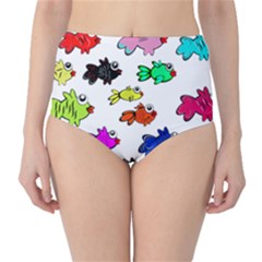 Fishes Marine Life Swimming Water High-waist Bikini Bottoms by Simbadda