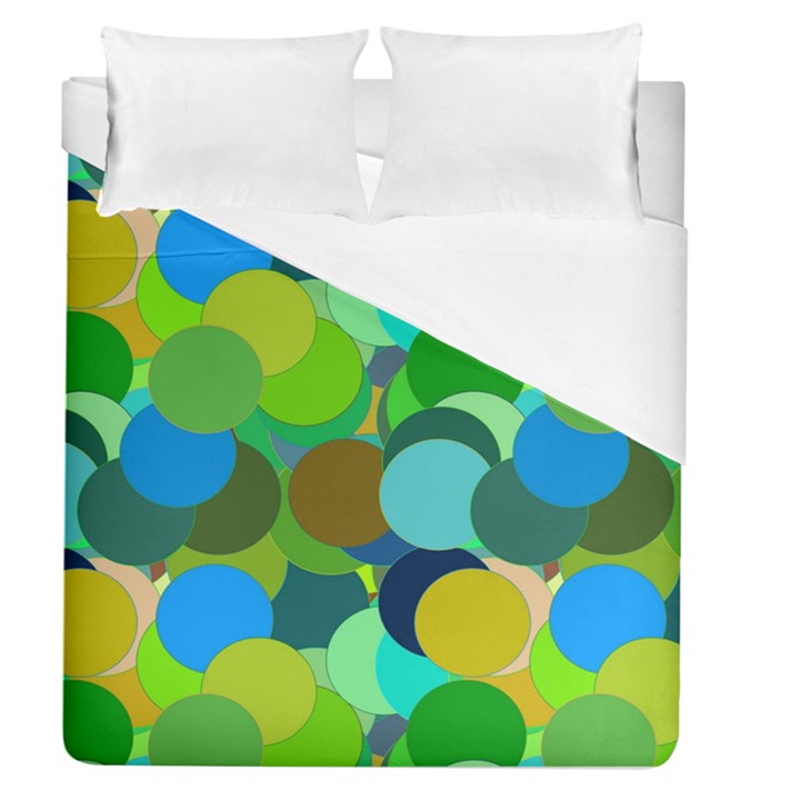 Green Aqua Teal Abstract Circles Duvet Cover (Queen Size)