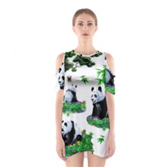 Cute Panda Cartoon Shoulder Cutout One Piece by Simbadda