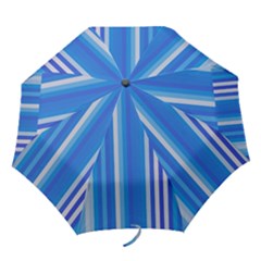 Color Stripes Blue White Pattern Folding Umbrellas by Simbadda