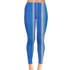 Color Stripes Blue White Pattern Leggings  by Simbadda