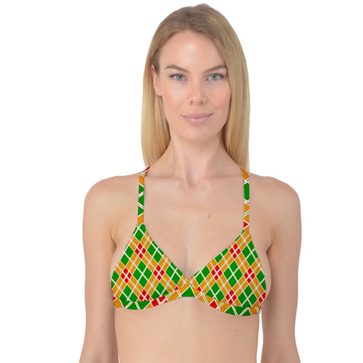 Colorful Color Pattern Diamonds Reversible Tri Bikini Top