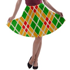 Colorful Color Pattern Diamonds A-line Skater Skirt by Simbadda