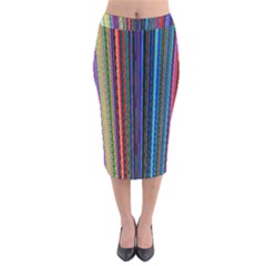 Multi Colored Lines Velvet Midi Pencil Skirt by Simbadda