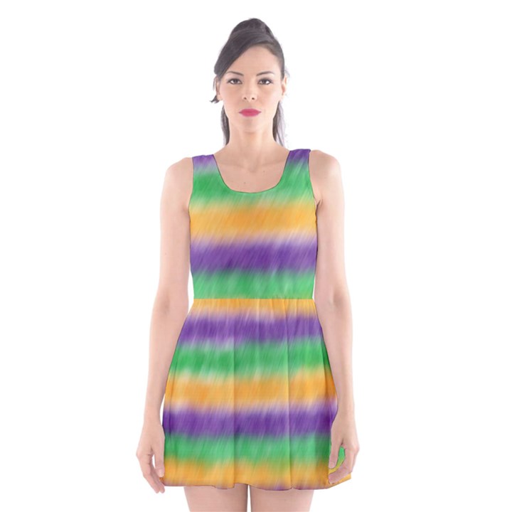 Mardi Gras Strip Tie Die Scoop Neck Skater Dress