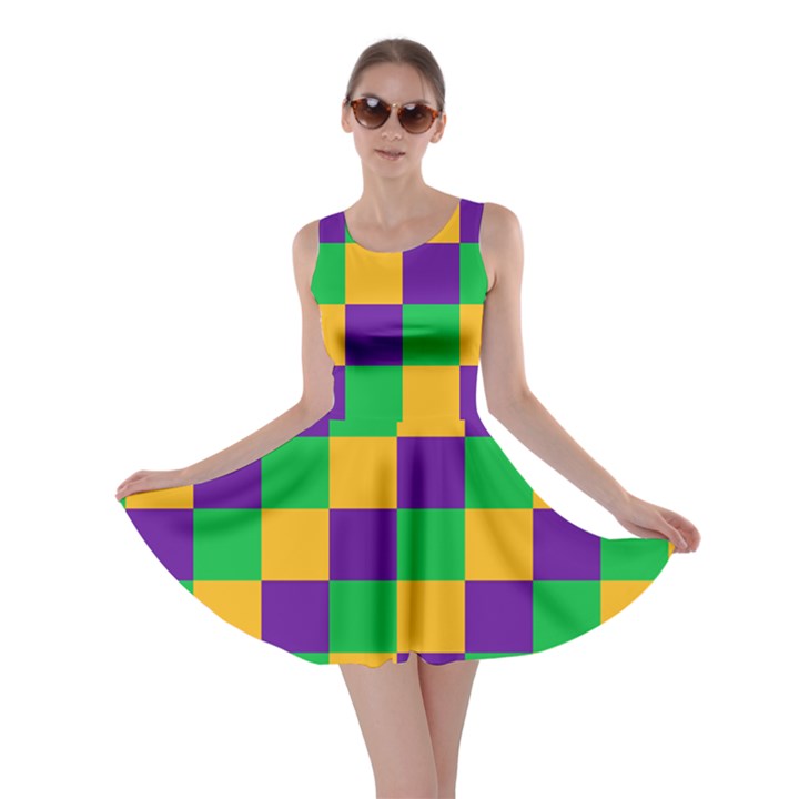 Mardi Gras Checkers Skater Dress