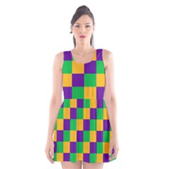 Mardi Gras Checkers Scoop Neck Skater Dress by PhotoNOLA