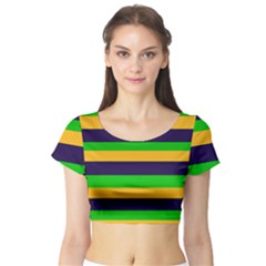 Mardi Gras Stripes Short Sleeve Crop Top (tight Fit) by PhotoNOLA