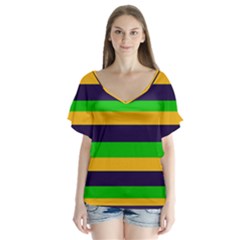 Mardi Gras Stripes Flutter Sleeve Top by PhotoNOLA