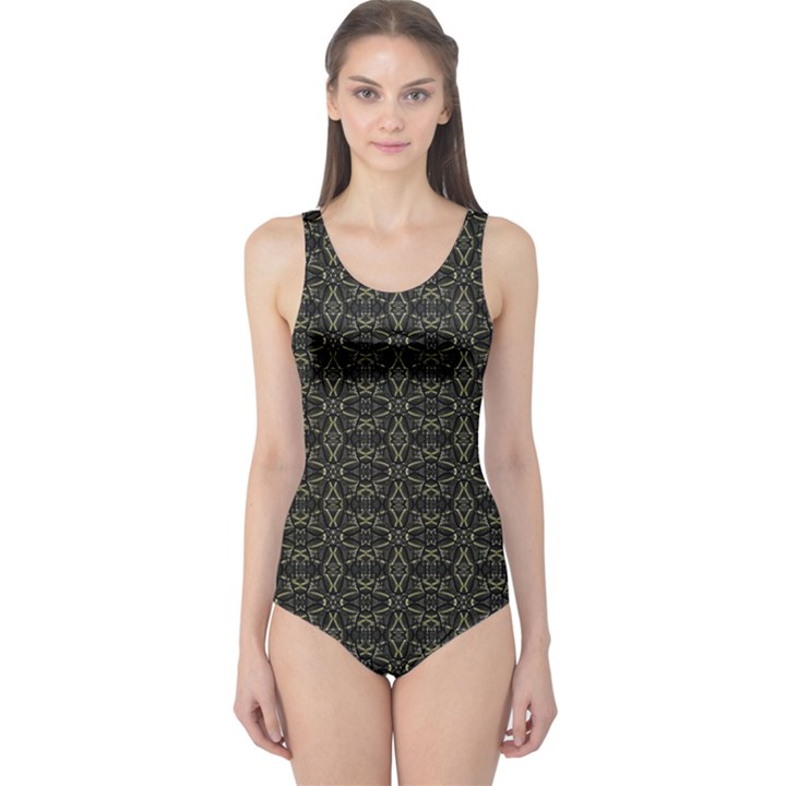 Dark Interlace Tribal  One Piece Swimsuit