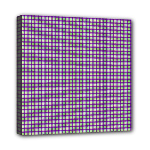 Mardi Gras Purple Plaid Mini Canvas 8  X 8  by PhotoNOLA