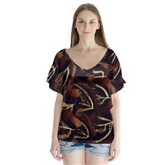 Feathers Bird Black Flutter Sleeve Top by Simbadda