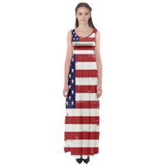 Flag United States United States Of America Stripes Red White Empire Waist Maxi Dress by Simbadda