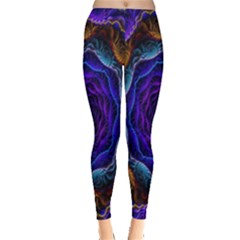 Flowers Dive Neon Light Patterns Leggings  by Simbadda